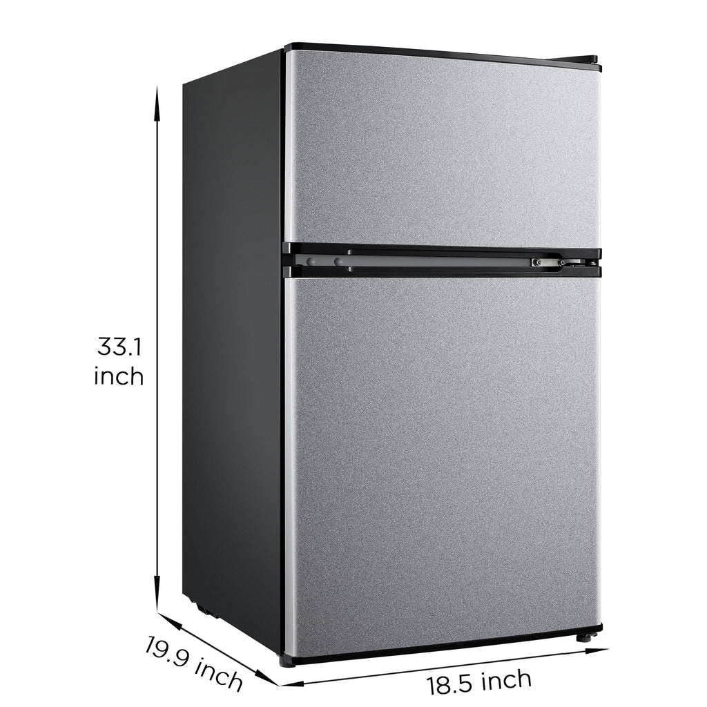 Mainstays 3.2 Cu. ft. 2-Door Refrigerator with Freezer, Stainless Steel Look