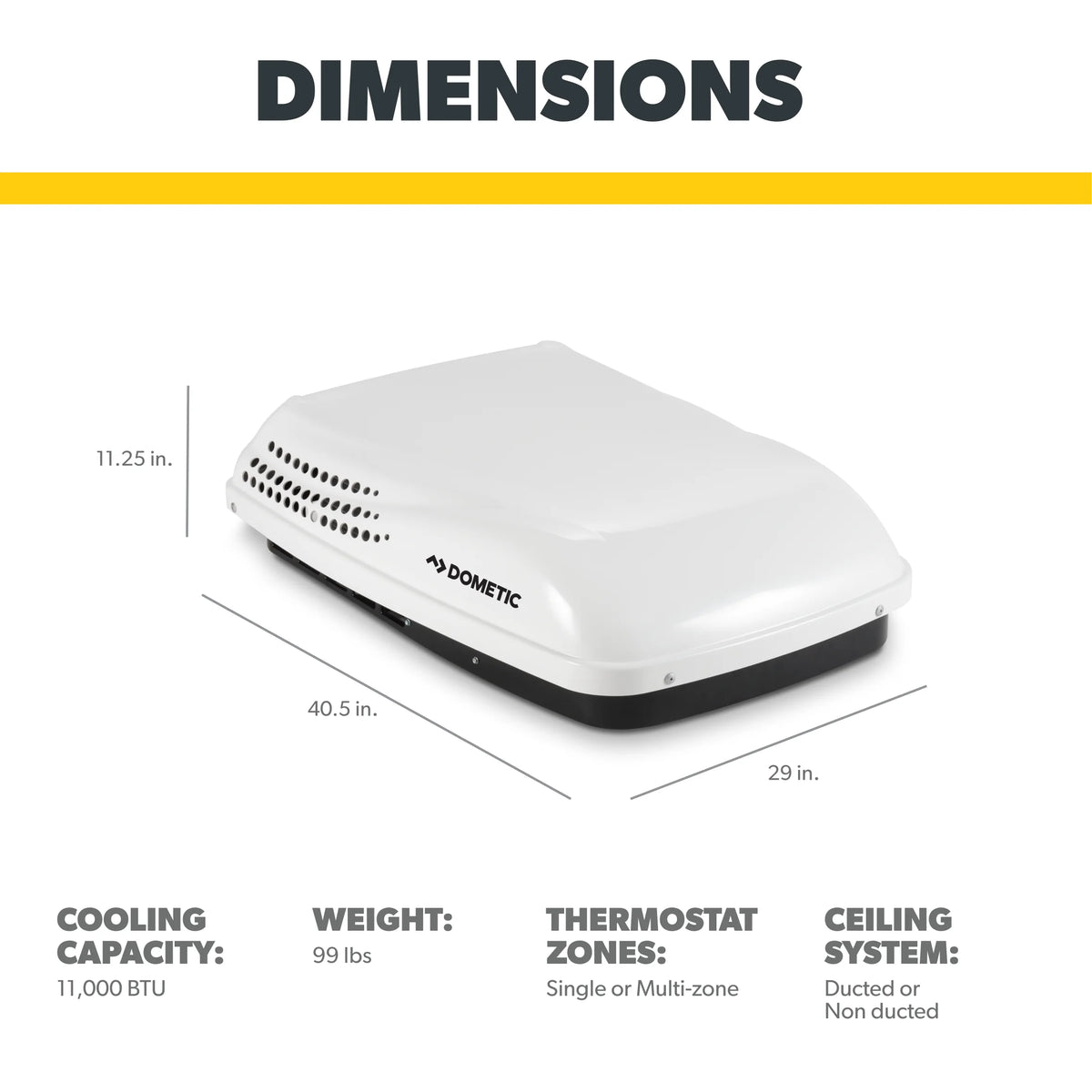 Dometic Penguin II 11000 BTU Rooftop Air Conditioner, White