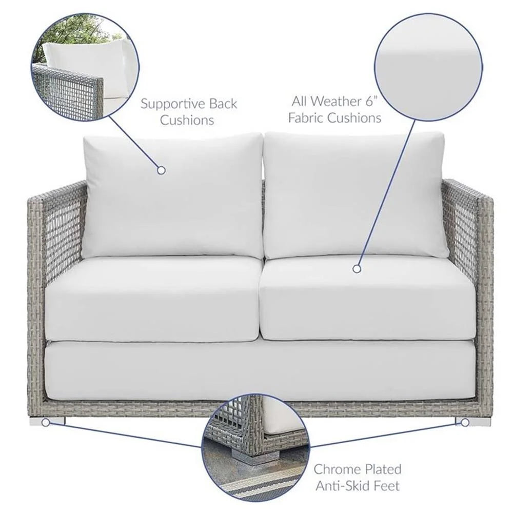 Afuera Living Wicker Patio Loveseat in Gray