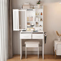 Makeup Vanity Desk with Mirror & Adjustable LED Lights,Hidden Storage