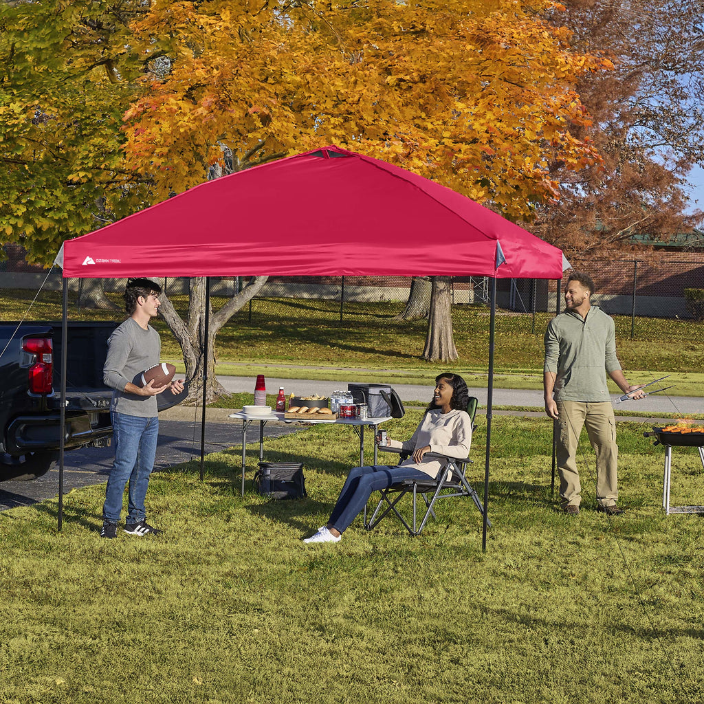 Ozark Trail 10x10 Instant Pop Up Canopy Tent with Simple Push Setup – Straight Leg Pop-Up Tent for Tailgating, Camping & Events, White