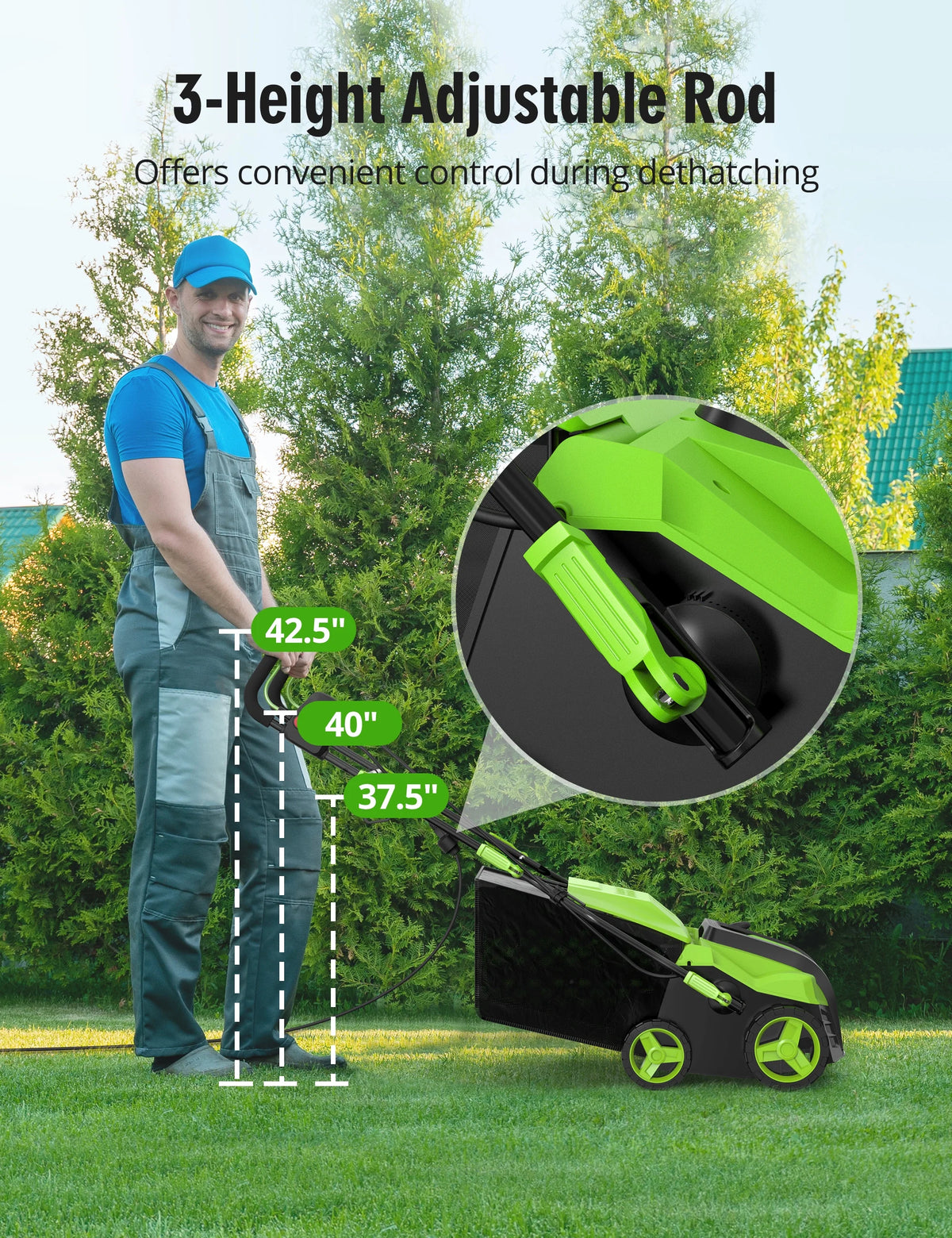SWIPESMITH 16�� 15 Amp Electric Dethatcher Scarifier, Lawn with 5-Position Depth Adjustment, 14.5 Gal Removable Thatch Collection Bag, Quick-Fold, Keeps Health