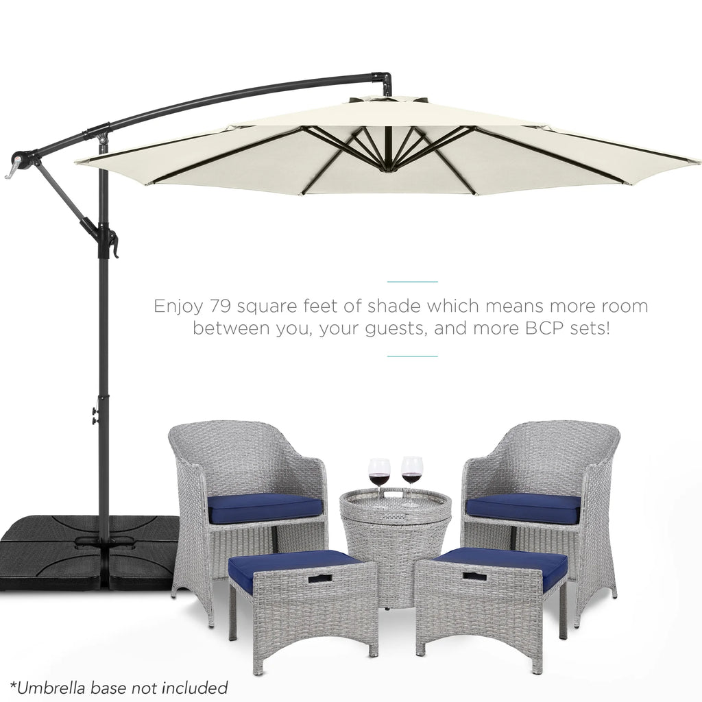 Best Choice Products 10ft Offset Hanging Outdoor Market Patio Umbrella w/ Easy Tilt Adjustment - Tan
