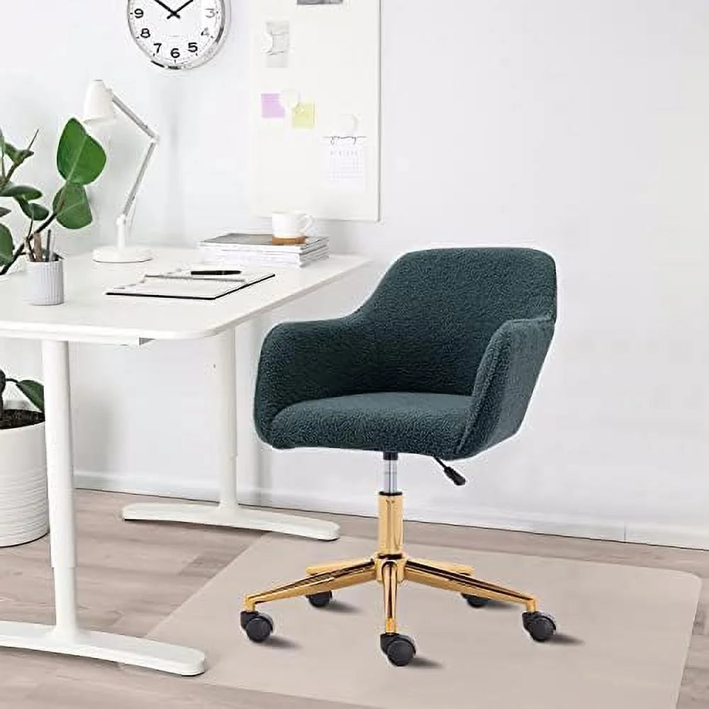 Modern Faux Fur Home Office Chair Height Adjustable, White Desk Chair Vanity Chair for Makeup Room, Rolling Desk Chairs with Wheels, Swivel Furry Cute Desk Chair for Teen Girls Women
