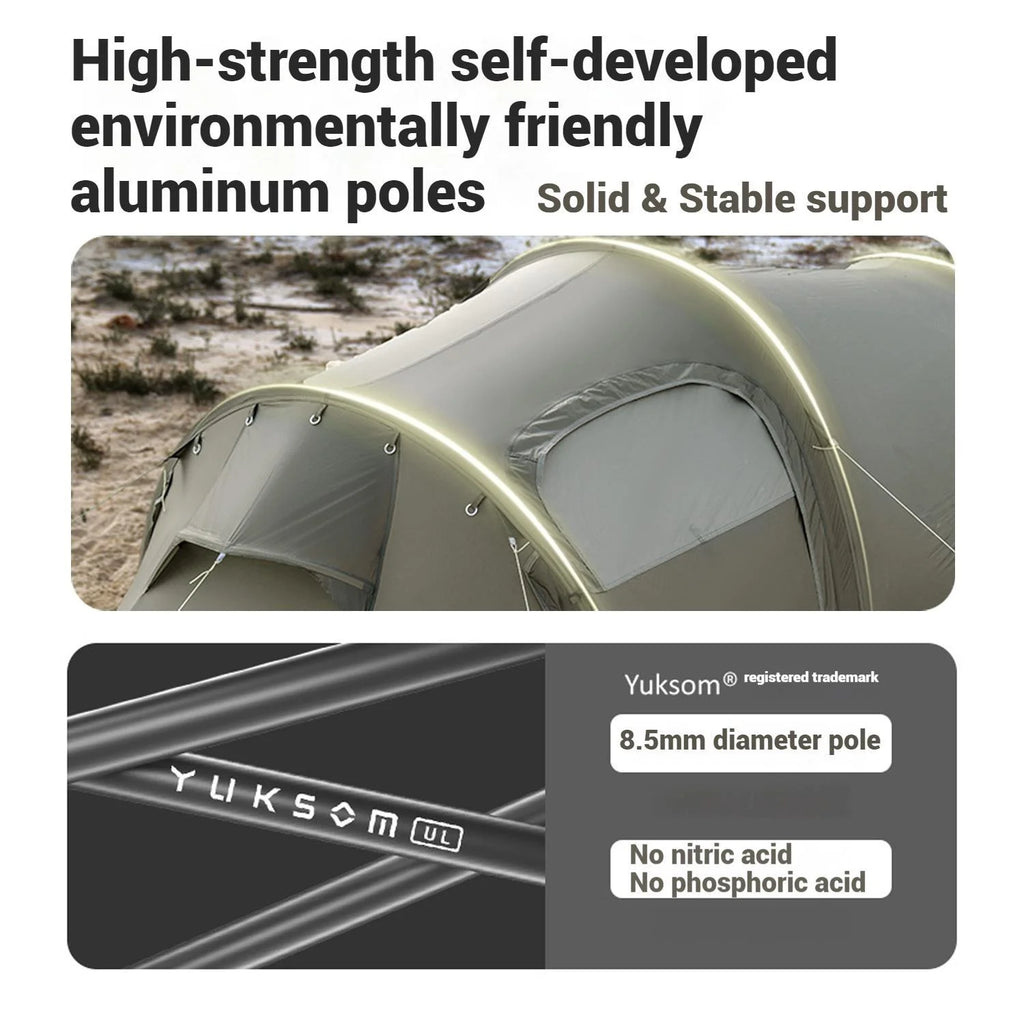 Naturehike, Ultralight Hiking Tent, Tear-resistant Tunnel Tent, Waterproof Camping Tent, Windproof Tent with Hall, 15D Lightweight Silicone-coated Nylon Fabrics,Large size for 2/3 Person.