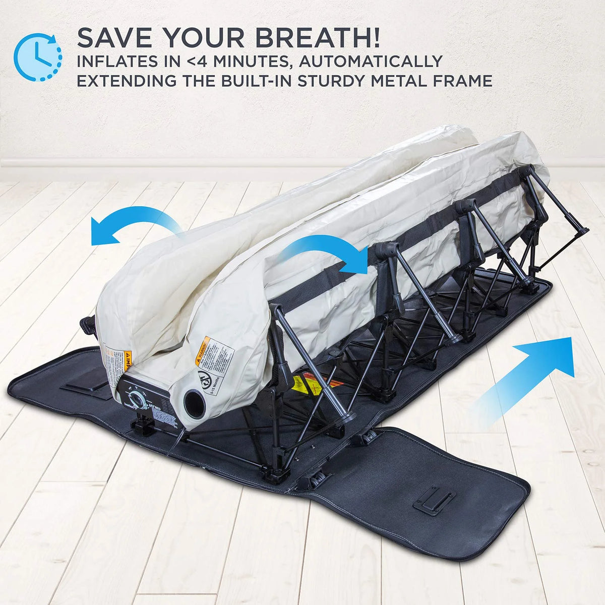 Ivation EZ-Bed (Twin) Air Mattress with Frame & Rolling Case, Self Inflatable, Blow Up Bed Auto Shut-Off, Comfortable Surface AirBed, Best for Guest, Travel, Vacation, Camping