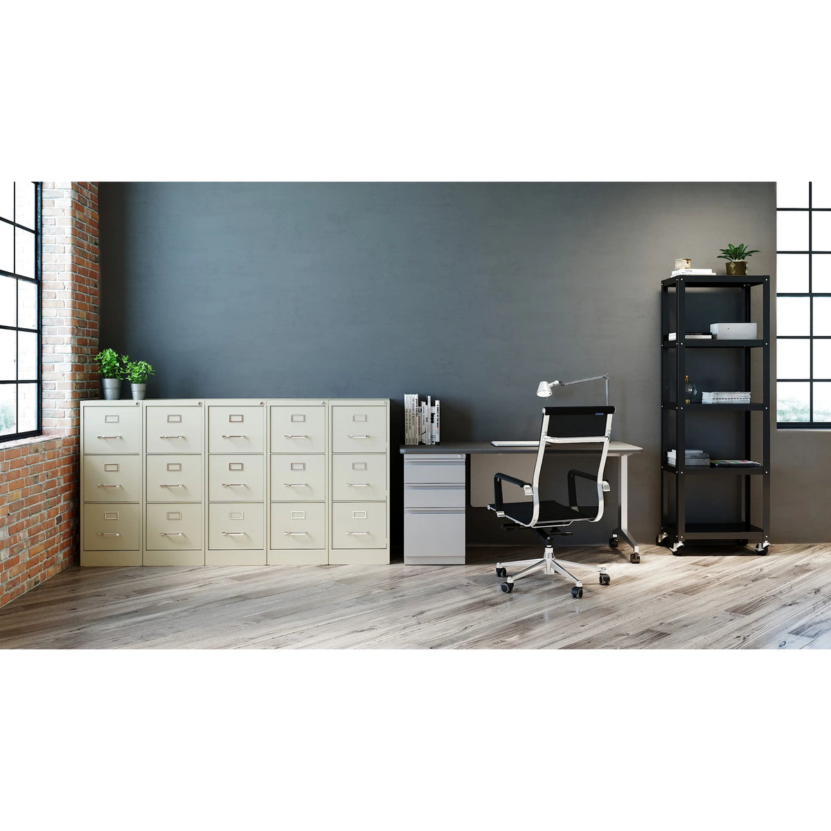 Hirsh 22" Deep 3 Drawer Letter Width Vertical File Cabinet, Commercial Grade, Gray