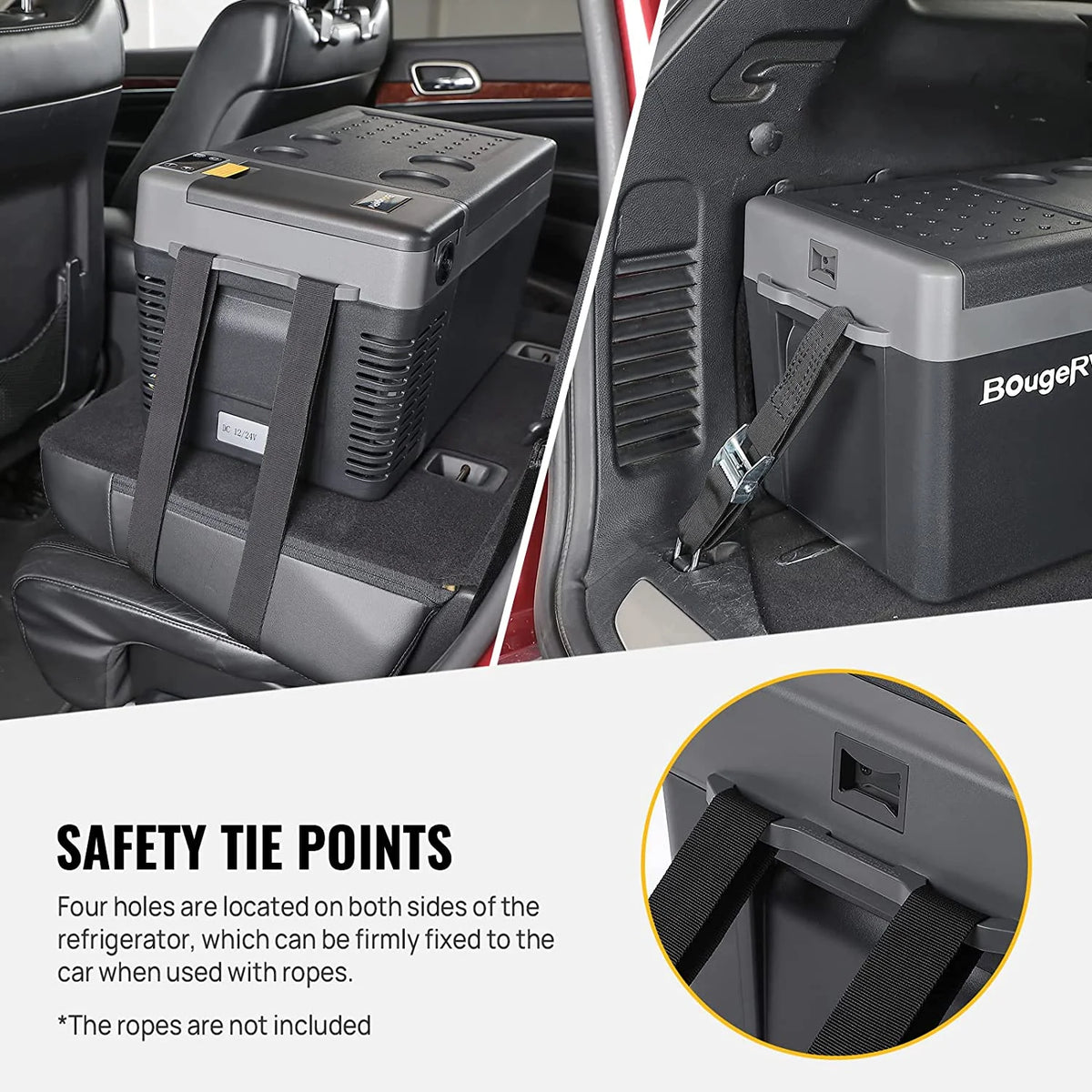 BougeRV Portable Car Refrigerator CRPRO 21 Qt, 12 Volt Fridge Compressor Freezer with -8�H~50�H Cooling Range, 12V/24 DC & 110-240 AC for RV Truck Vehicle Boat Outdoor & Home Use Black