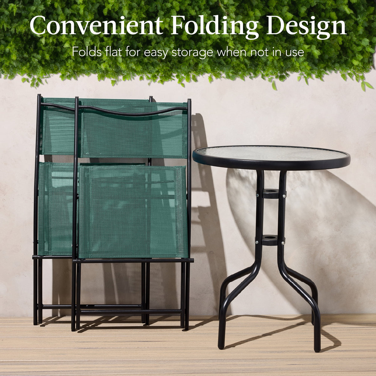 Best Choice Products 3-Piece Patio Bistro Dining Furniture Set w/ Glass Tabletop, Folding Chairs - Gray