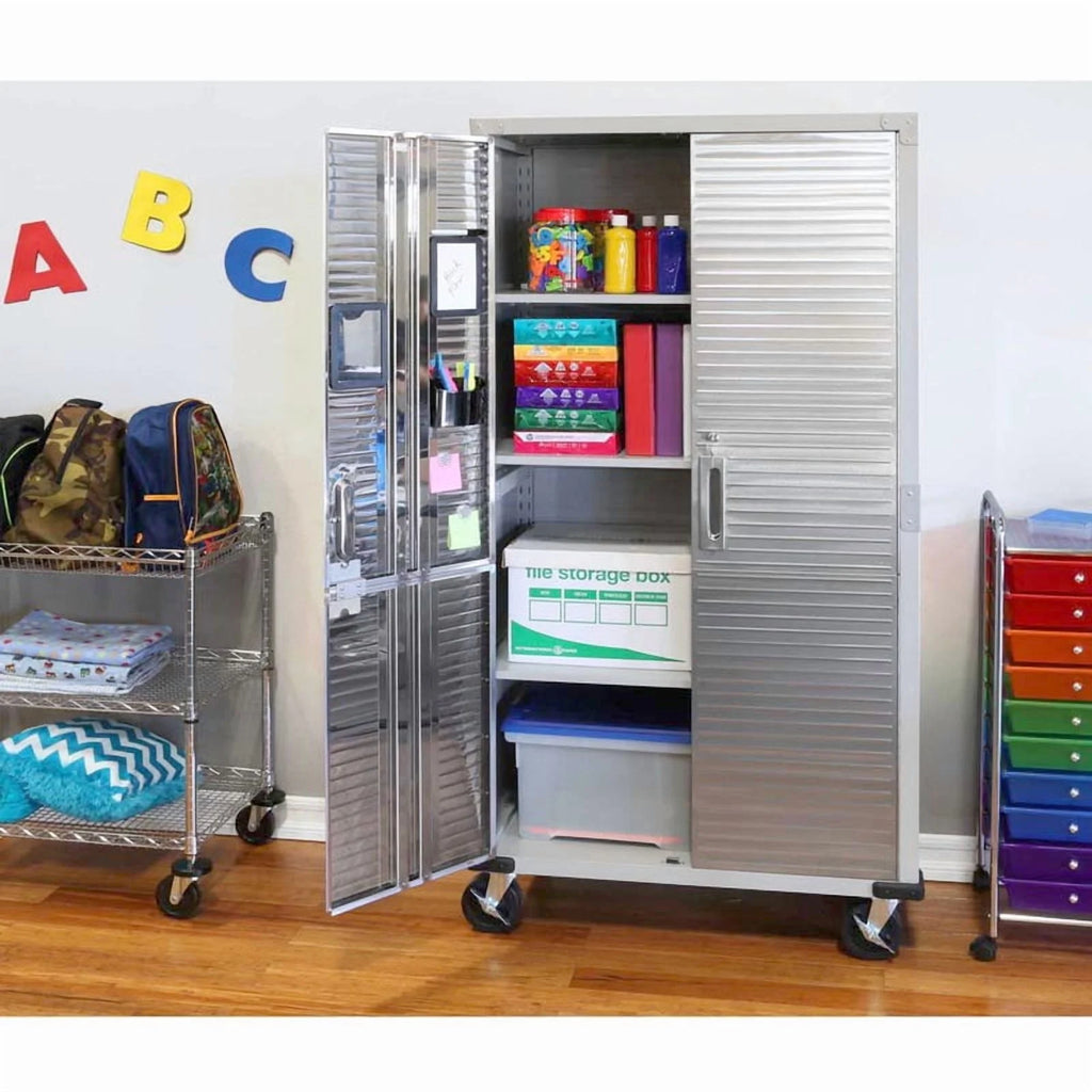 Seville Classics UltraHD Steel Body Lockable Storage Filing Cabinet Organizer Locker Shelving Unit 36" W x 18" D x 72" H, Granite