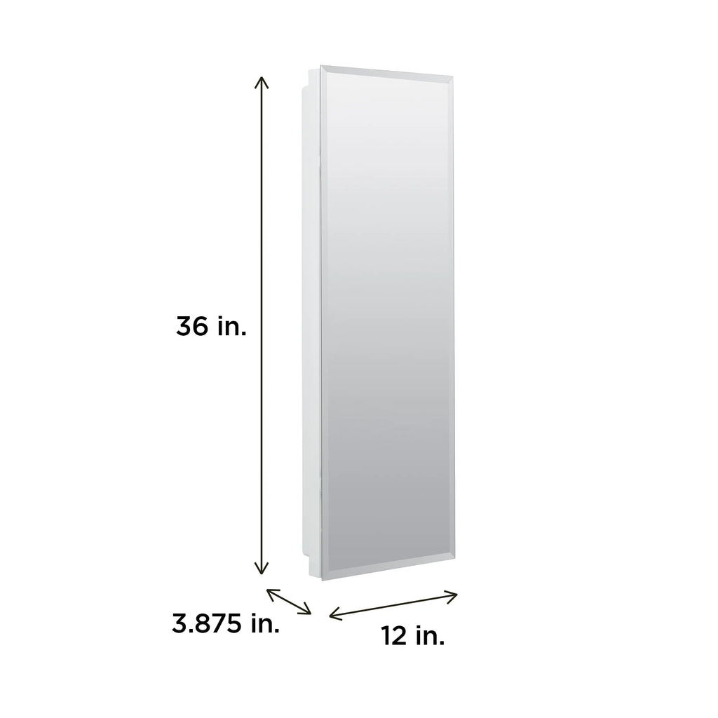 American Pride Beveled Mirror Medicine Cabinet, 12 x 36 in., Frameless