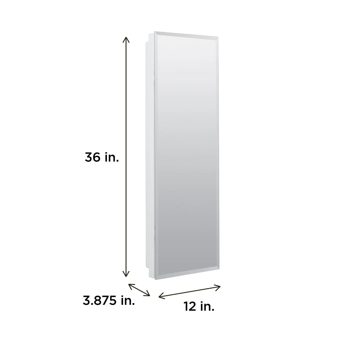 American Pride Beveled Mirror Medicine Cabinet, 12 x 36 in., Frameless