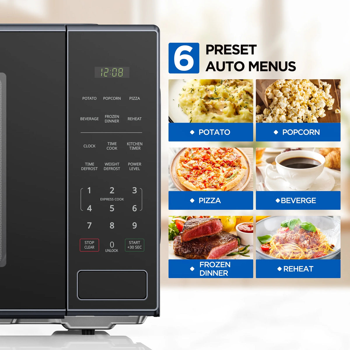 Mainstays 2.2 cu ft Countertop Microwave Oven, Black, New