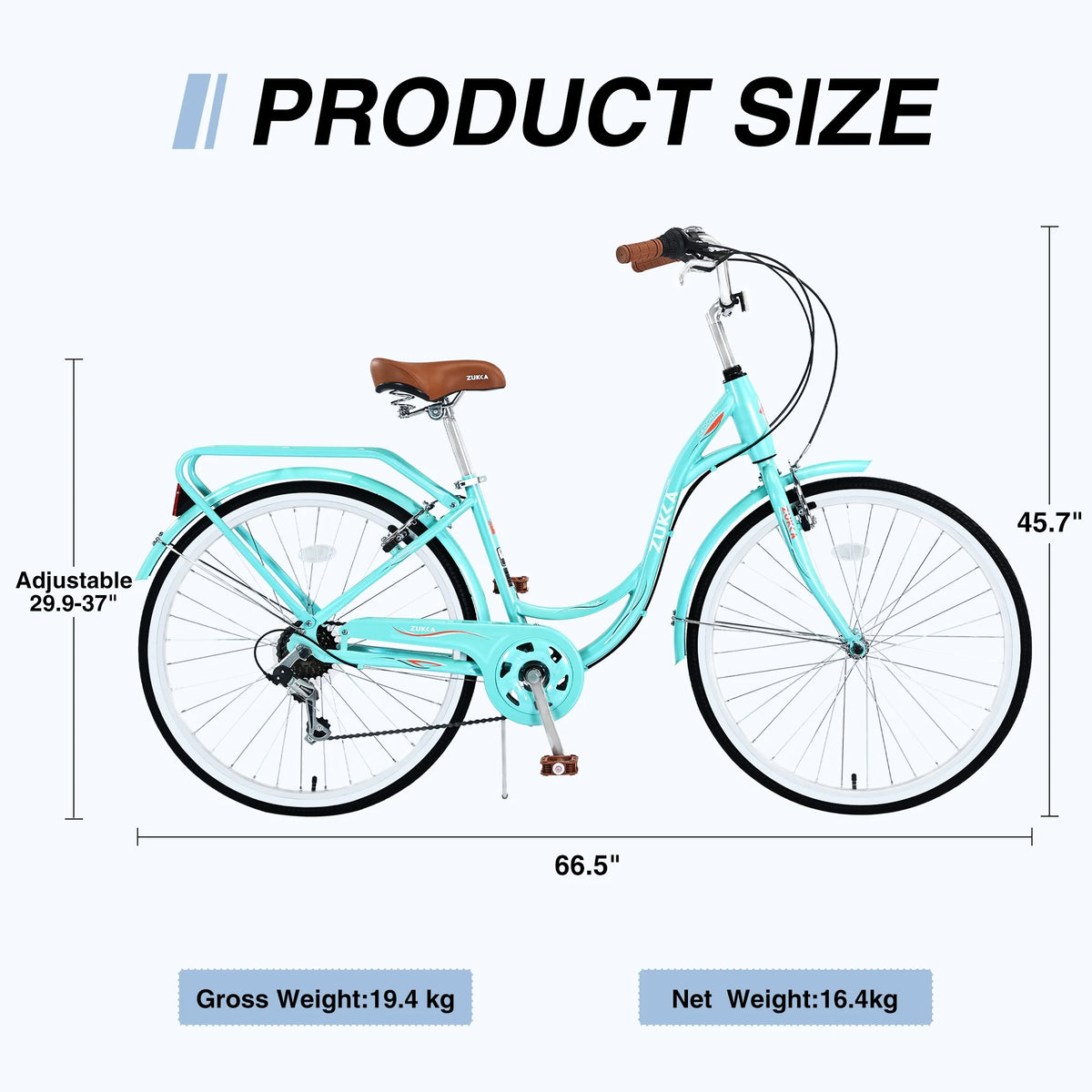 26 Inch Women's Bike, Adult Cruiser Bicycle Shimano 7 Speed Steel Frame City Commuter Bike for Ladies, Green