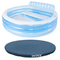 Intex Swim Center Round Inflatable Outdoor Lounge Pool with Pool Cover