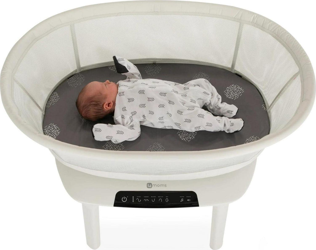 4moms MamaRoo Sleep Bassinet. Baby Bedside Bassinet. Supports Babys Sleep with Adjustable Features 5 Motions. 5 Speeds. 4 Soothing Sounds and 2 Heights