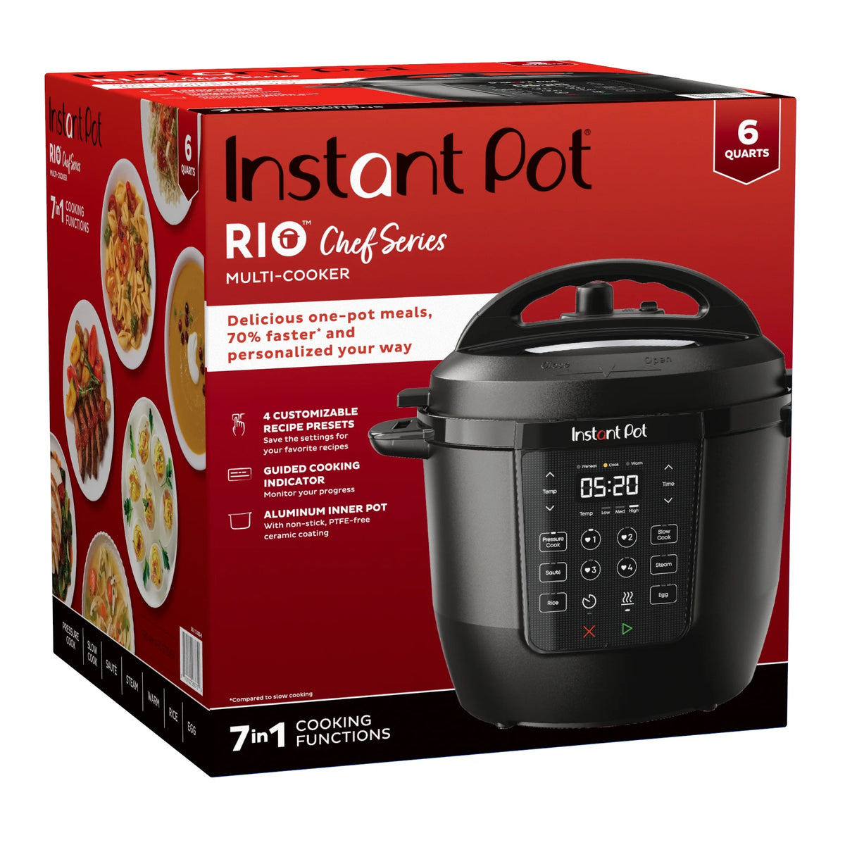 Instant Pot 6Qt RIO Chef Series 7-in-1 Multi-Cooker, Pressure Cooker, Slow Cook, & More, Black