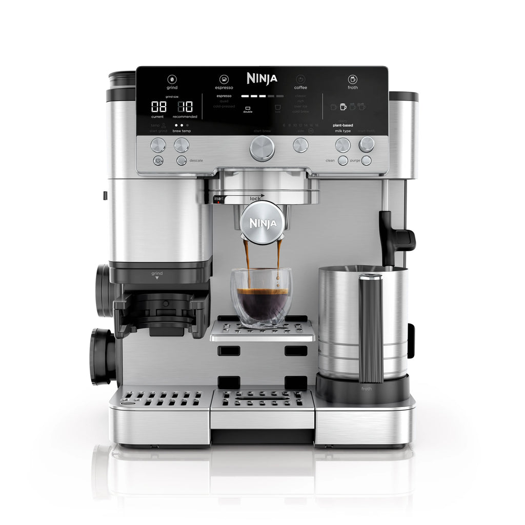 Ninja Luxe Cafe Premier Series, Stainless Steel Espresso Machine and Drip Coffee Maker with integrated Coffee Grinder and Milk Frother, ES601
