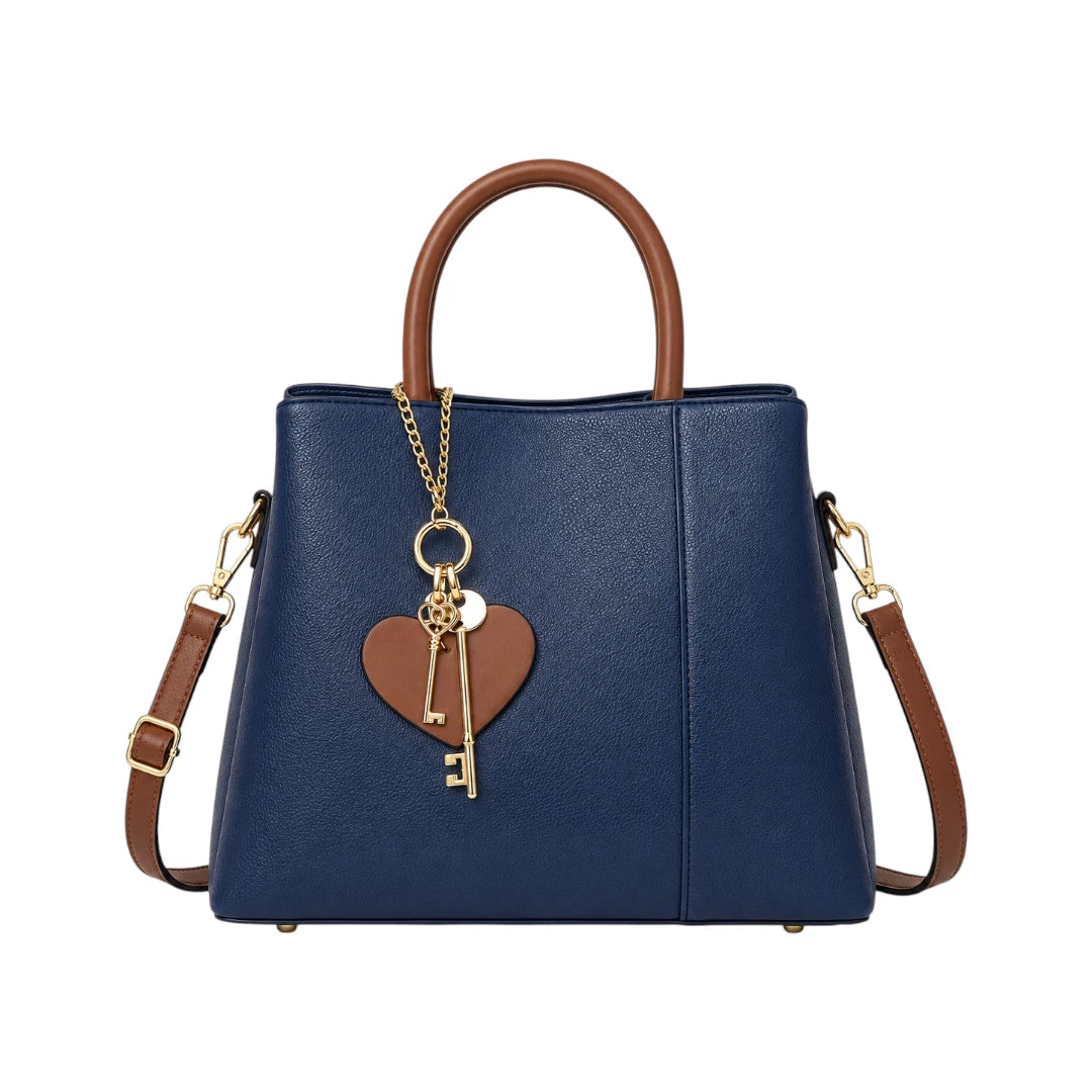 Warey Classic Navy Blue Top Handle Shoulder Bag