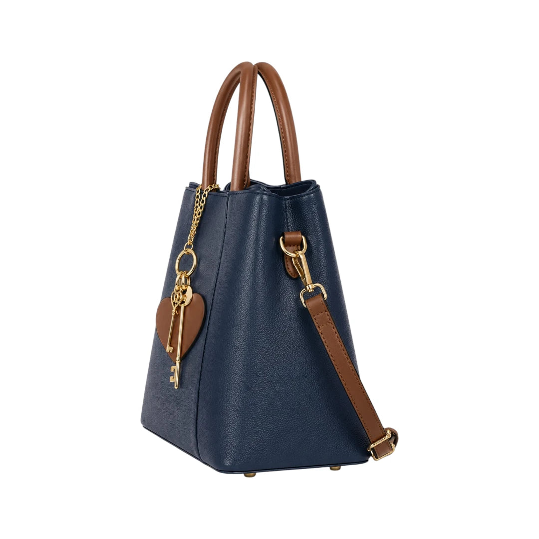 Warey Classic Navy Blue Top Handle Shoulder Bag