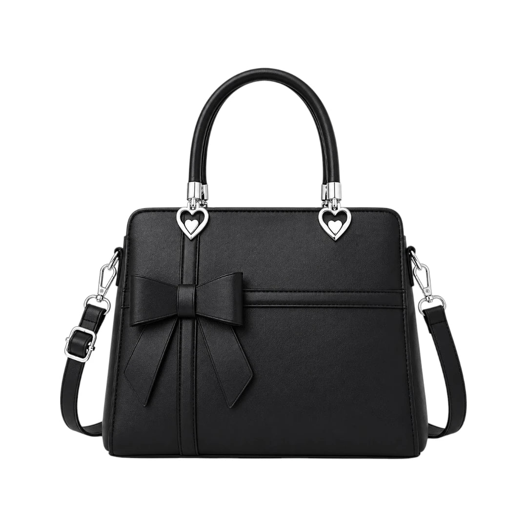 Warey Elegant Black Leather Shoulder Bag