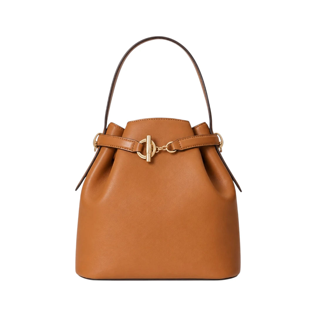 Warey Premium Brown Leather Bucket Bag