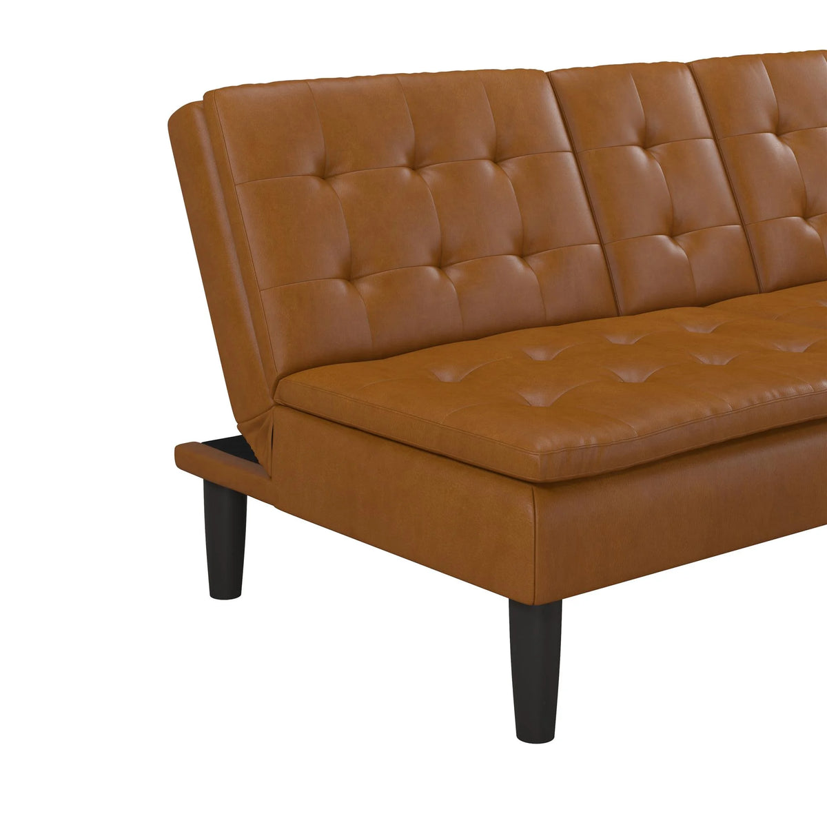 Mainstays Memory Foam 71.5" Futon with Cupholder and USB, Black Faux Leather