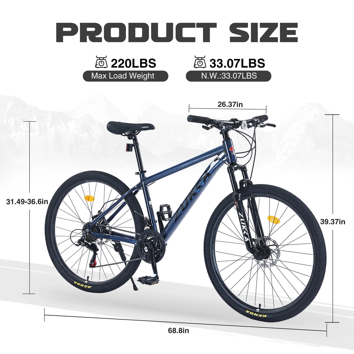 27.5" MTB Mountain Bike for Men - 21-Speed Aluminum Alloy Frame, Front Suspension, Double Disc Brakes | Adult All-Terrain Bicycle