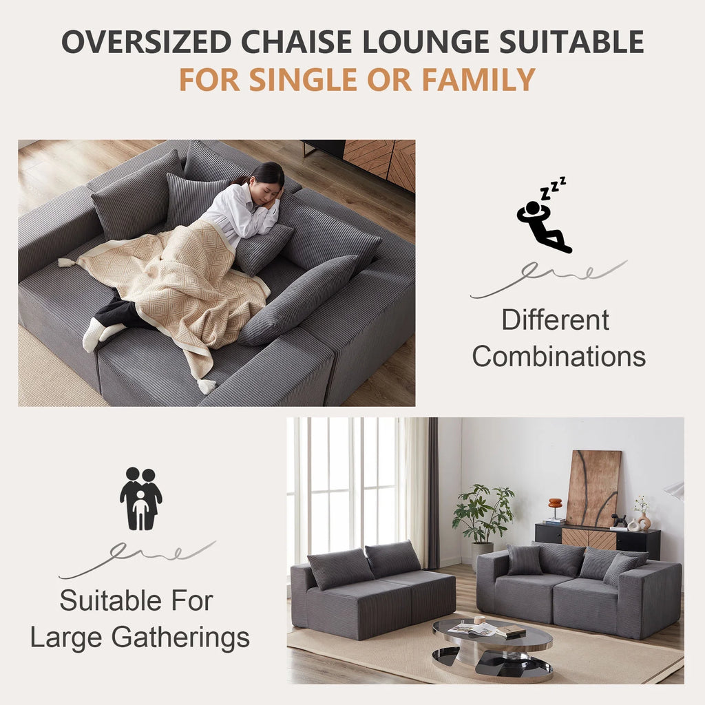 104-Inch Corduroy Modular L Shaped Sectional Sofa,Luxury Floor Couch Set,Upholstered Indoor Furniture,Foam-Filled Compressed Sofa for Living Room,Bedroom,4 PC Free Combination  ?