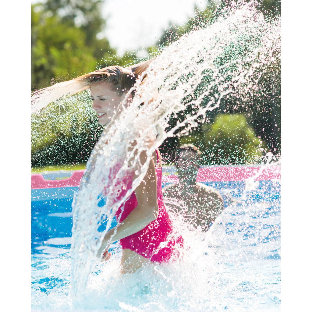 Open Box INTEX Rectangular Metal Frame 7ft x 23in Above Ground Swimming Pool, Pink