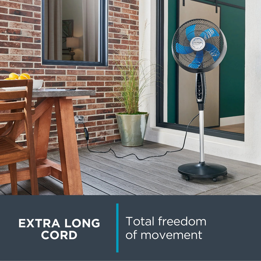 Rowenta Turbo Silence Standing Floor Fan with Remote, 53 Inch, Portable, 5 Speeds, VU5670