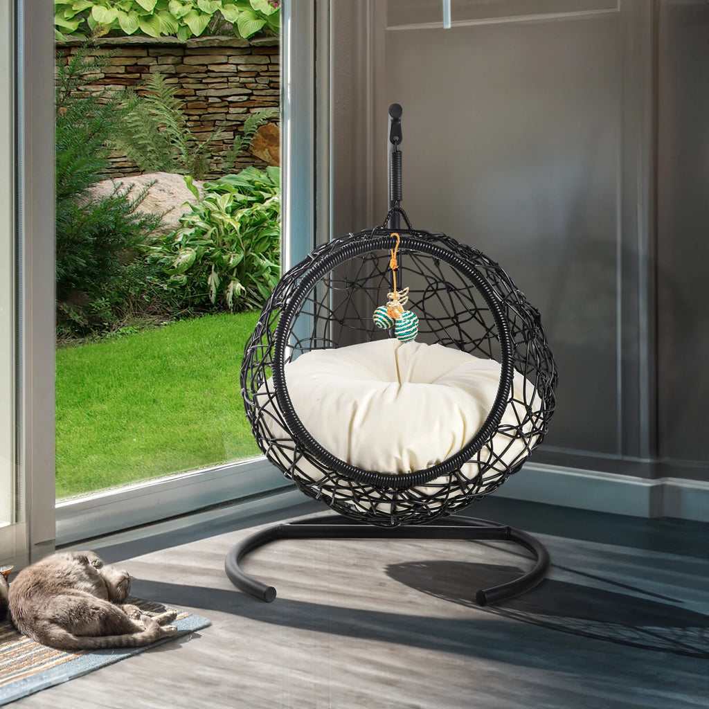 Dextrus Indoor Elevated Cat Bed with Detachable Cushion, Brown Solid