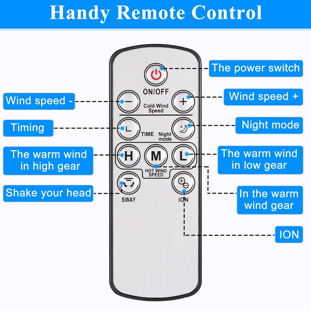 35″ Space Heater Bladeless Tower Fan. Heater &amp; Cooling Fan with Remote Control.Black