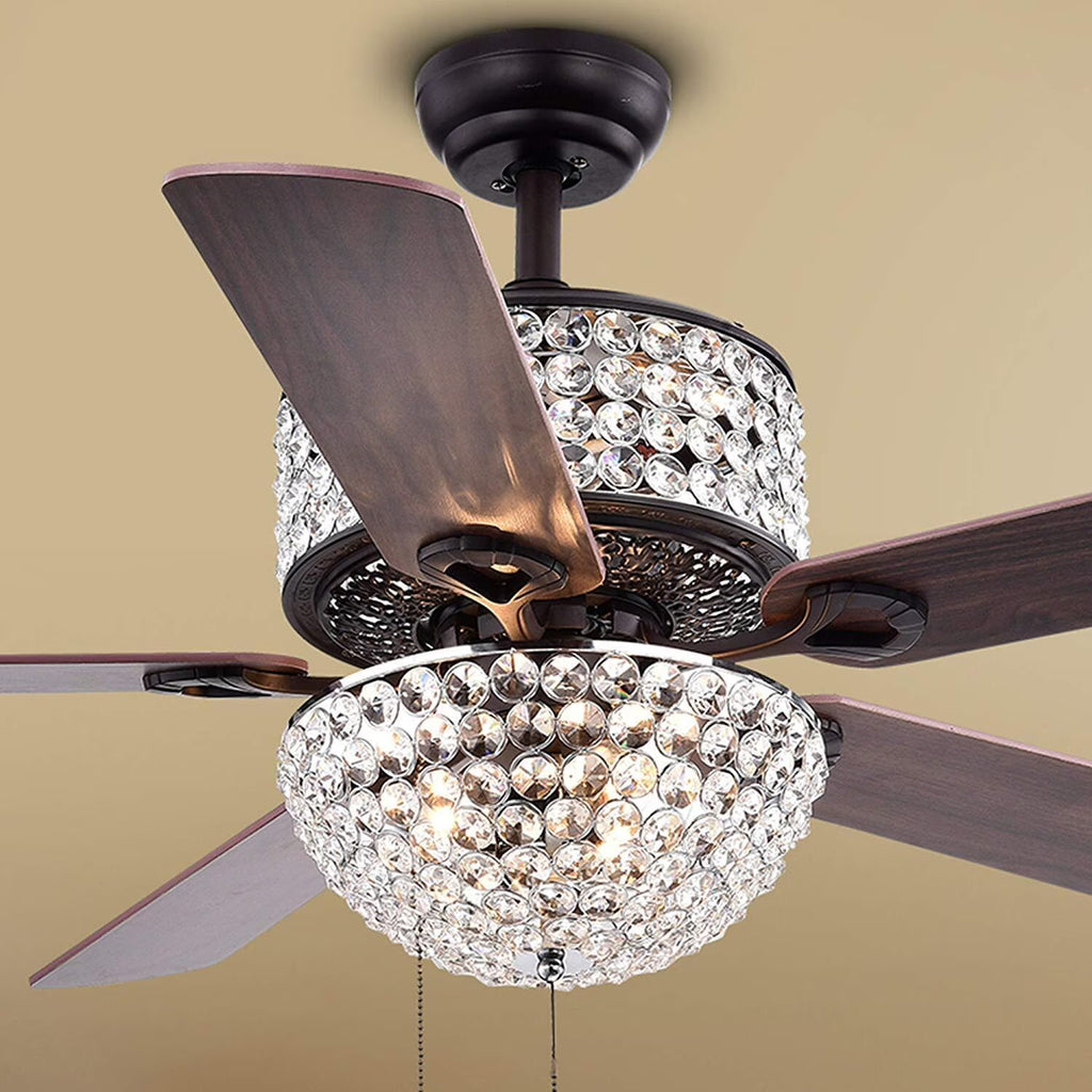 Laure Crystal 6-light Crystal 5-blade 52-inch Ceiling Fan (Optional Remote)