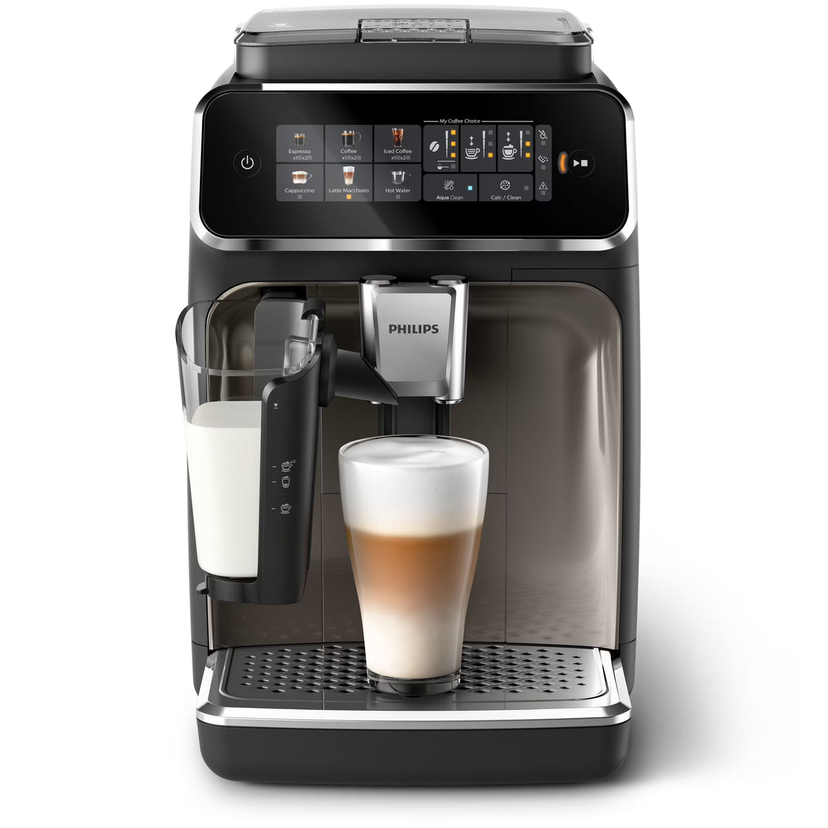 Philips 3300 Fully Automatic Espresso Machine with LatteGo Milk Frother, Black and Chrome
