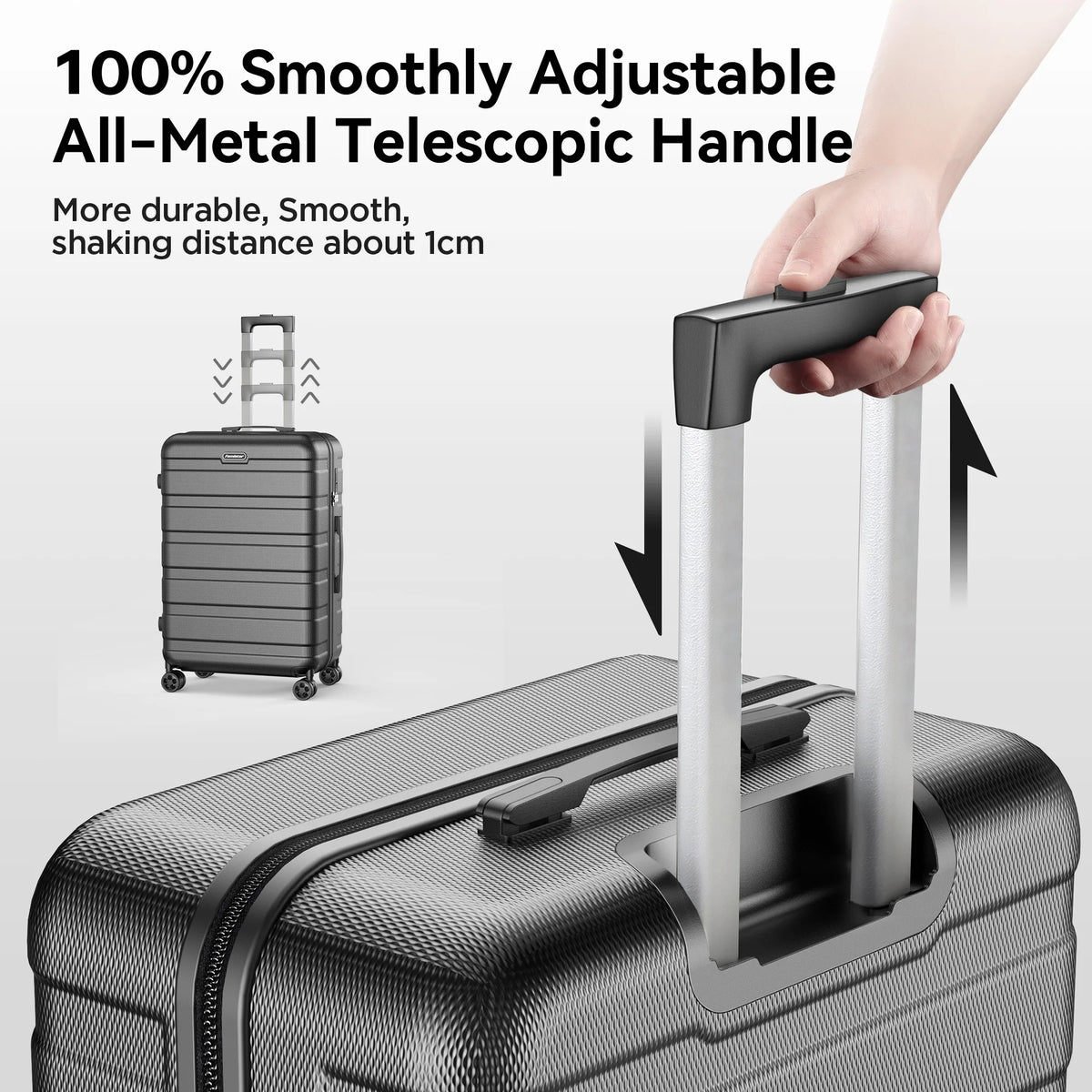 Famistar 11 Piece Hardside Luggage Suitcase Set with 360�� Double Spinner Wheels TSA Style Lock, 14�� Travel Case, 20" Carry-On Luggage, 24" Checked Luggage and 28" Checked Luggage, Black