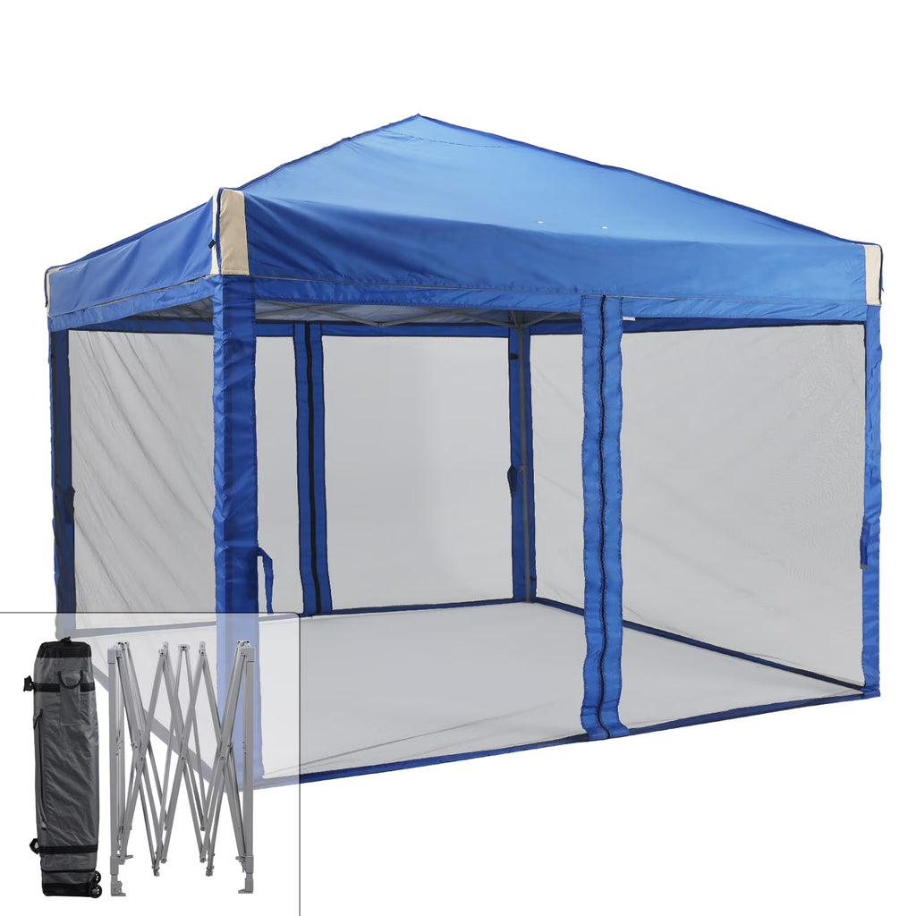 Aoodor 12'x12' Pop Up Canopy with Removable Mesh Sidewalls, Outdoor Portable Instant Shelter Tent-Black