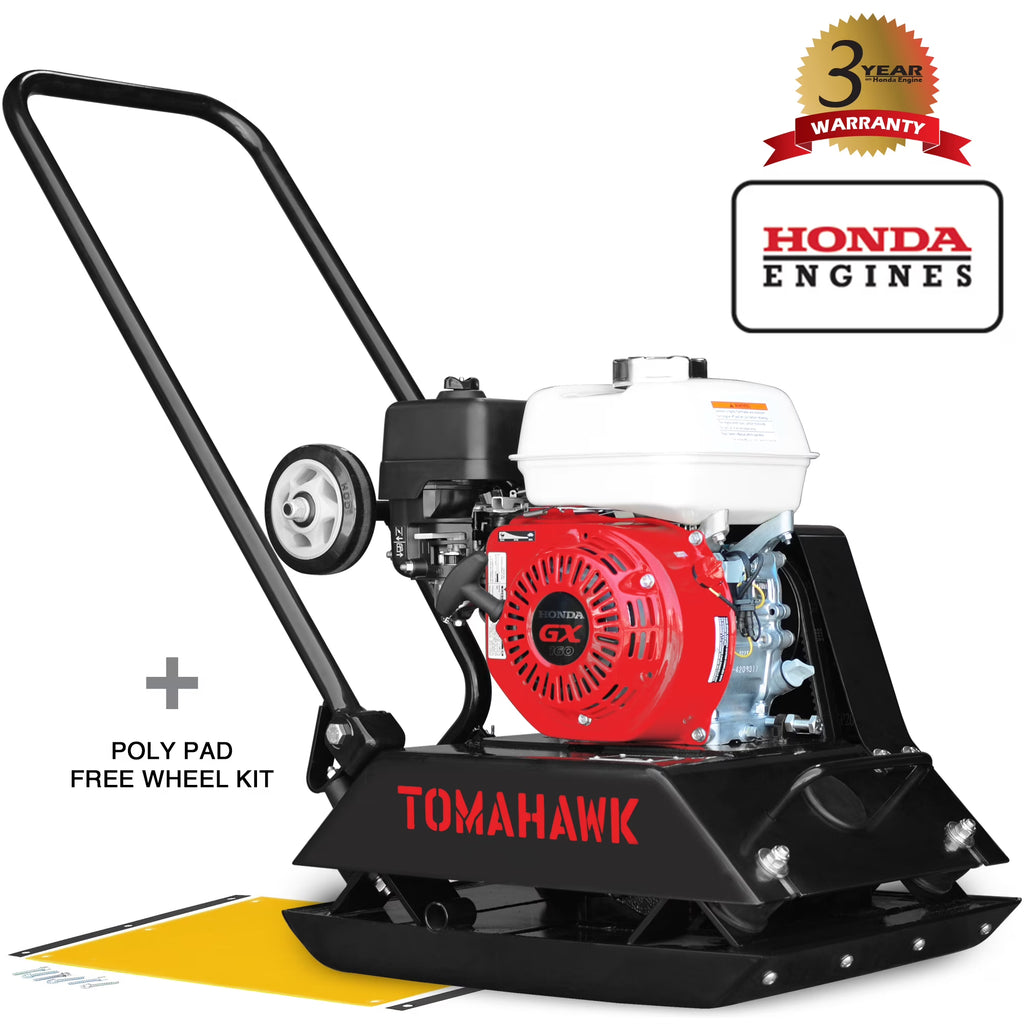 Tomahawk Power Plate Compactor 5.5 HP, 3000 lbs/ft, 63cc, Gas, 17 x 13 Plate Compactor, 5900 VPM