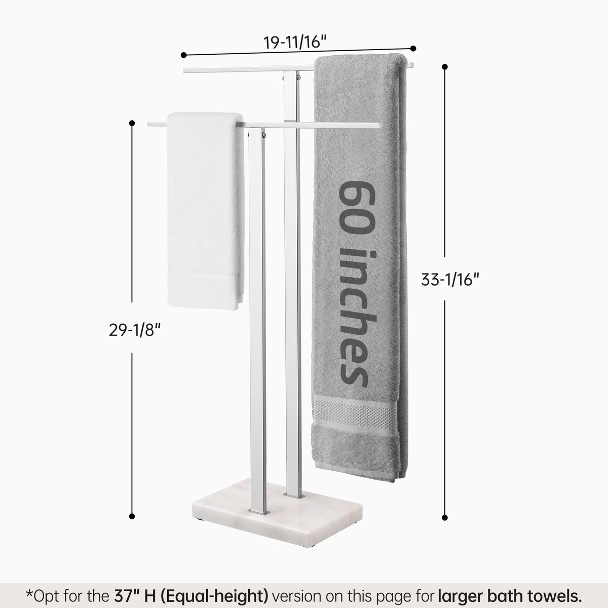 KES Freestanding Towel Rack for Bathroom 2-Tier, Floor Towel Stand with Heavy Marble Base, 18/8 Stainless Steel Brushed, WMBTR003BS