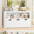 Homfa Kids Toy Storage, Cubes Storage Bins with 3 Drawers, White Toy Box with Shelves and Wheels
