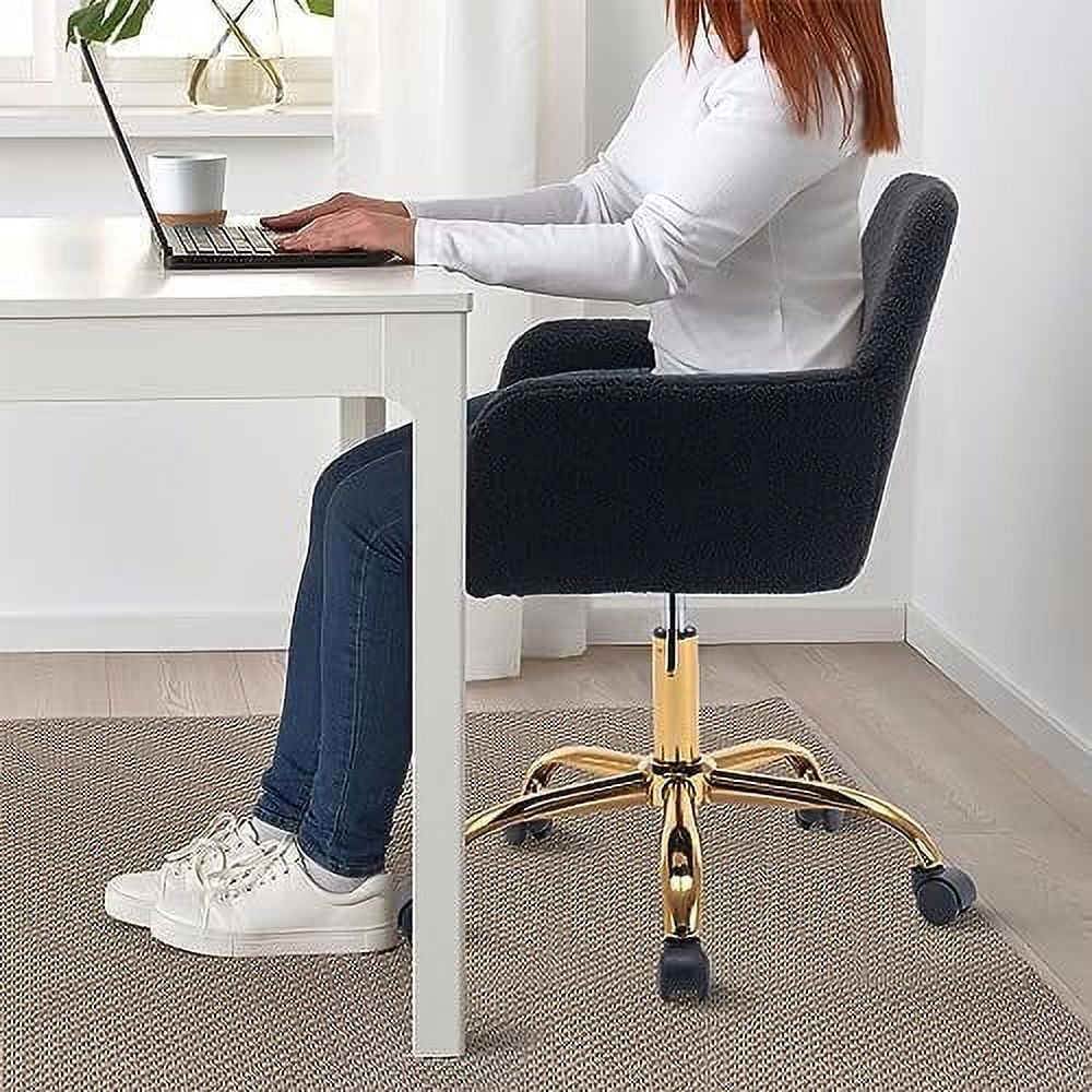 Modern Faux Fur Home Office Chair Height Adjustable, White Desk Chair Vanity Chair for Makeup Room, Rolling Desk Chairs with Wheels, Swivel Furry Cute Desk Chair for Teen Girls Women