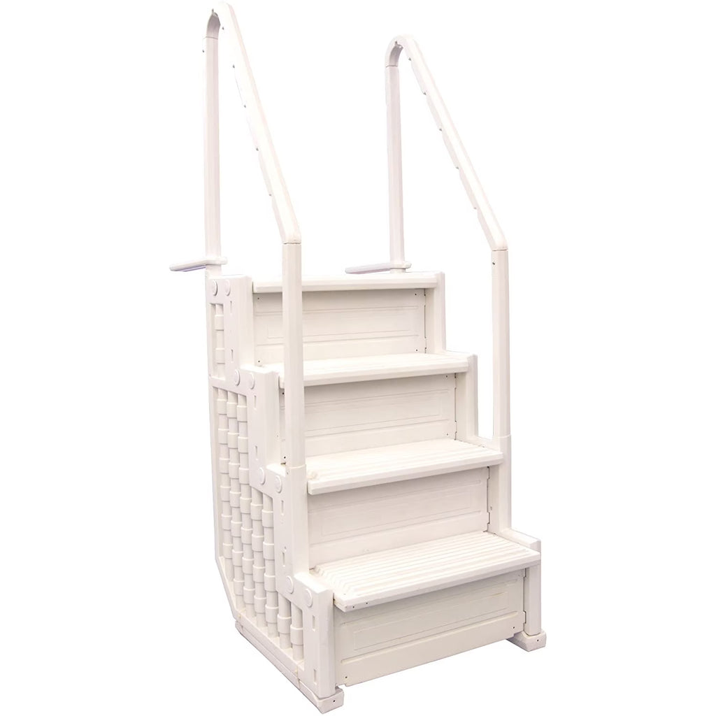 Blue Torrent Antigua Step Ladder with Handrails for Above Ground Pools, White
