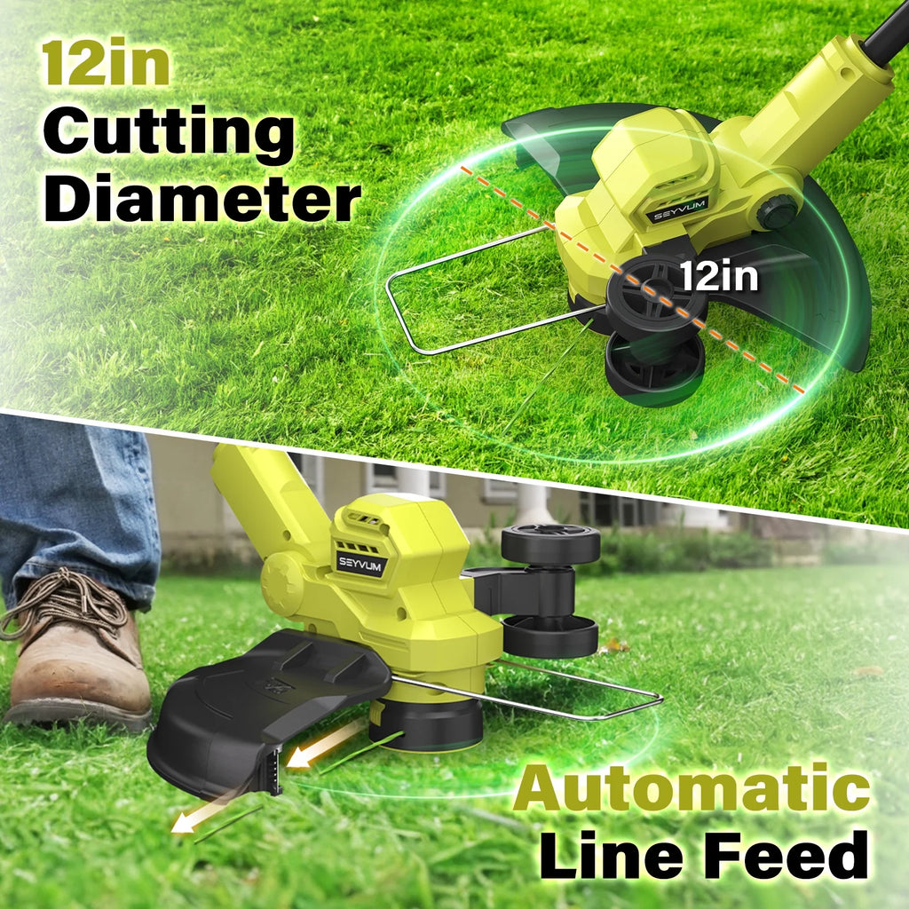20V Cordless Lawn Care Combo Kit - 12" String Trimmer & Weed Trimmer with 6 Spool Lines, Electric Leaf Blower for Edging & Cleanup, 4.0Ah Battery & Charger