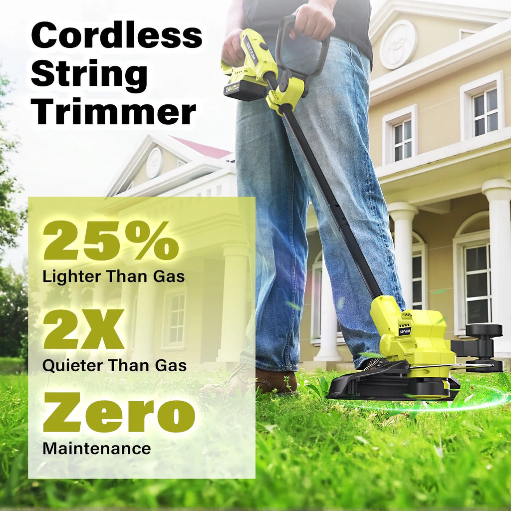 20V Cordless Lawn Care Combo Kit - 12" String Trimmer & Weed Trimmer with 6 Spool Lines, Electric Leaf Blower for Edging & Cleanup, 4.0Ah Battery & Charger