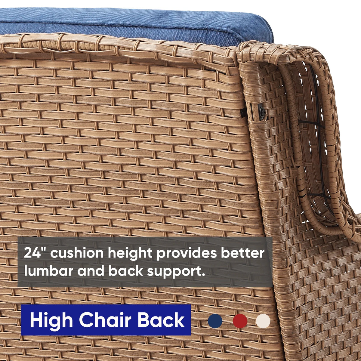 POCASSY 3 Piece Patio Set Outdoor Wicker Glider Rocking and Swivel Chairs with Cushions