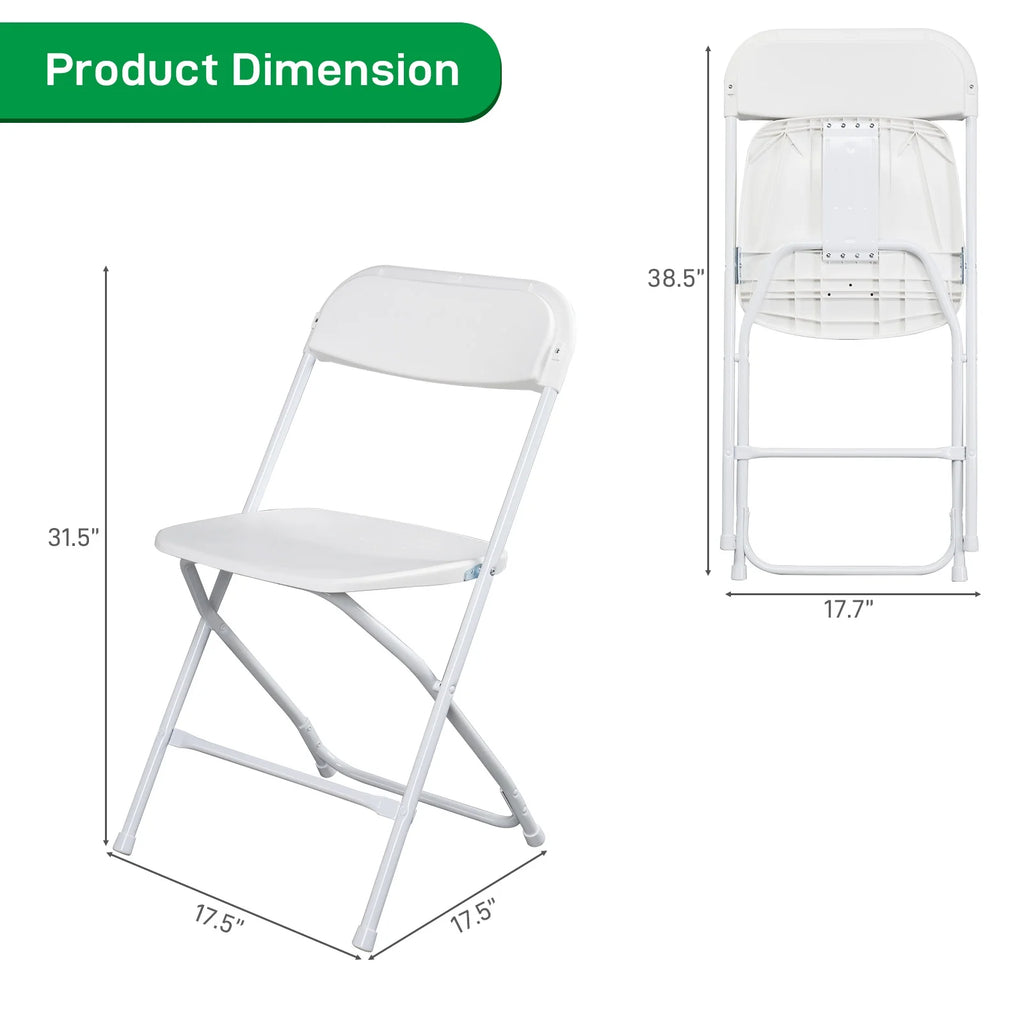 Ktaxon 10 Pack Commercial Plastic Folding Chairs Stackable Wedding Party Chairs Portable Chairs for Outdoor White
