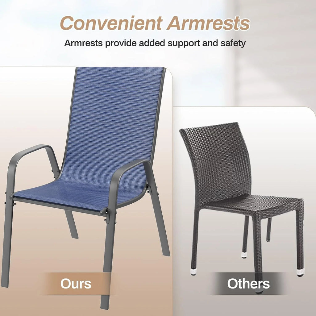Pirecart Set of 4 Patio Dining Chairs, Textilene Outdoor Stacking Chairs for Poolside, Backyard, Garden