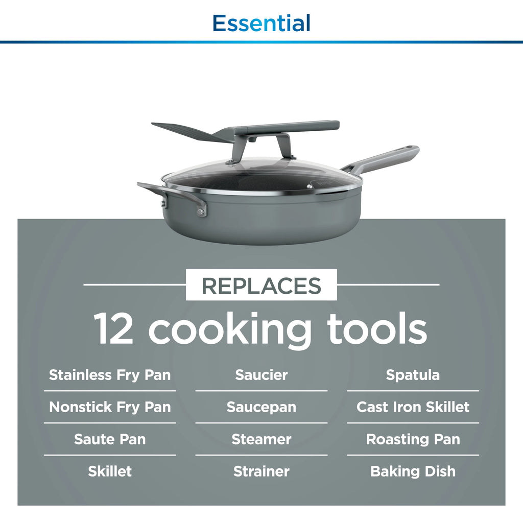 Ninja Foodi Never Stick Possible Pan, Non Stick, Fry Pan, Sea Salt Grey