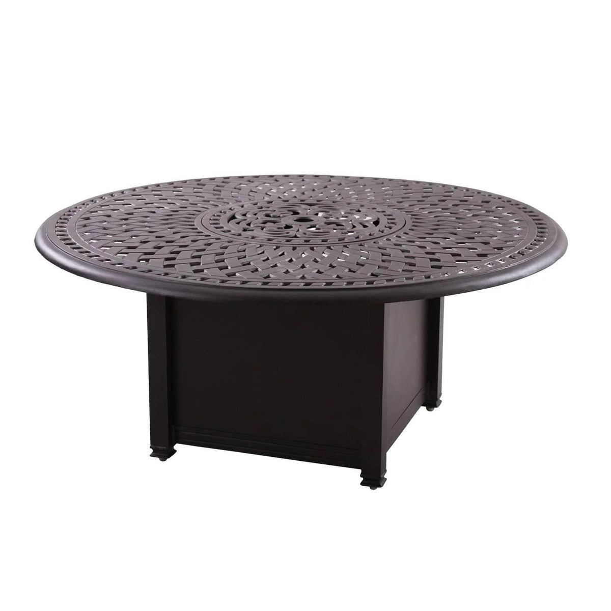 201060-Q-B-AB Round Propane Fire Pit Chat Table | Outdoor Coffee Tables
