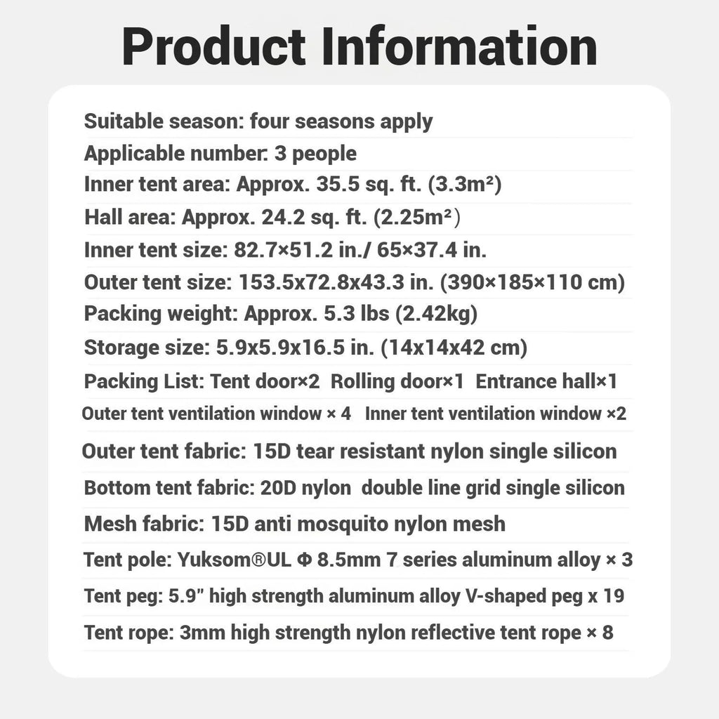 Naturehike, Ultralight Hiking Tent, Tear-resistant Tunnel Tent, Waterproof Camping Tent, Windproof Tent with Hall, 15D Lightweight Silicone-coated Nylon Fabrics,Large size for 2/3 Person.